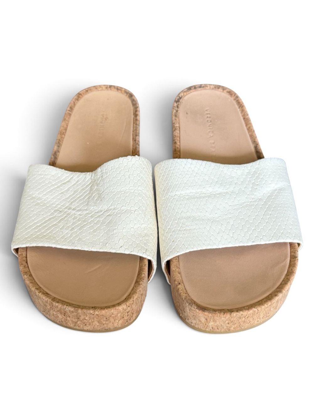 Veronica Beard Dresdyn Platform Slide Sandal Mock Croc White Size 8.5 - Picture 3 of 10